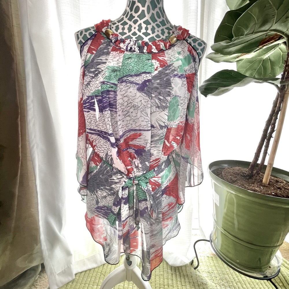 Madison Paige Floral Kimono Tie Wing Sleeve top